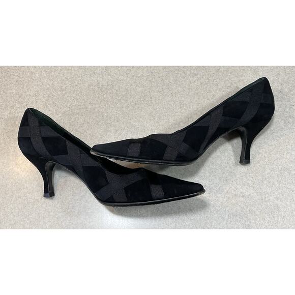 Donald J Pliner Black Suede Leather Kitten High Heels Pumps Shoes Women’s Sz 7.5 - Picture 5 of 11